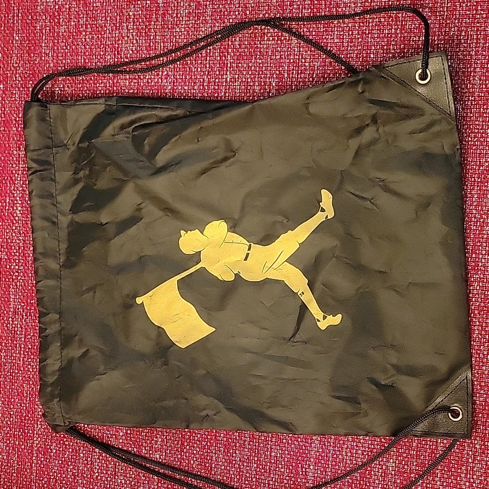 Black and Gold baseball drawstring bag from Baseballism